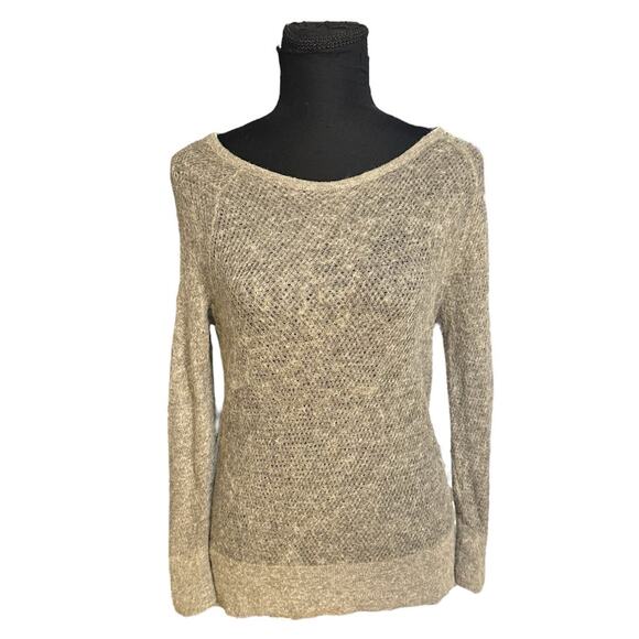 Banana Republic Light Gray Loose Knot Italian Yarn Alpaca Blend Sweater Size M - Picture 1 of 8
